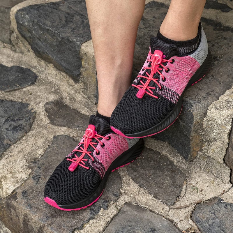 Lock Laces No-Tie Elastic Shoelaces (2-Pack) â€“ One Size Fits All â€“ Original Elastic Lacing Solution for Sneakers, Running & Athletic Shoes (Pink-Green) - Image 4